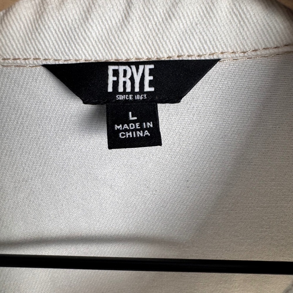Frye Costal Cowgirl Denim White Button Front Utility Mini Dress Large Western - Picture 6 of 10